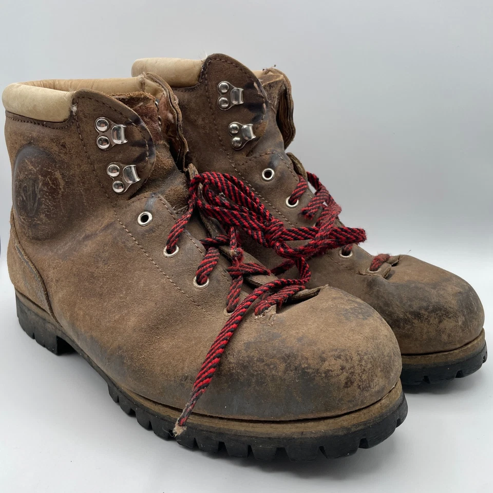VTG Vasque Boots Men Brown 11 Mountaineering Leather Split Cowhide Italy Vibram - Image 1 of 4
