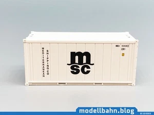 Weißer 20ft Kühlcontainer "MEDITERRANEAN SHIPPING COMPANY (MSC)" in 1:87 (H0) - Picture 1 of 6