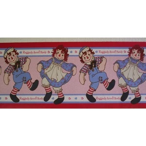 Raggedy Ann & Andy Prepasted Wallpaper Border x 3 (9" x 5yds each) - Picture 1 of 5