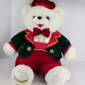 Vintage Schneeflocke Teddybär Junge Plüschtier Stofftier 1998 Spielzeug 21 Zoll Weihnachten - Bild 1 von 8