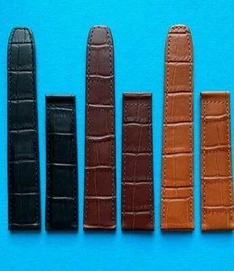 Wrist Watch Band Fitting for Cartier Folding Clasp 16, 18mm Blue Black Braun/48 - Picture 1 of 8