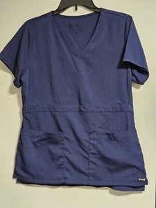 Grey's Anatomy Scrub Top Spandex Stretch SMALL PETITE Back Buttons EUC Medical - Picture 1 of 4
