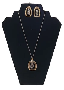 Brighton Sensation Hammered Gold and Silver Link Necklace Earring Set Retired - Picture 1 of 17
