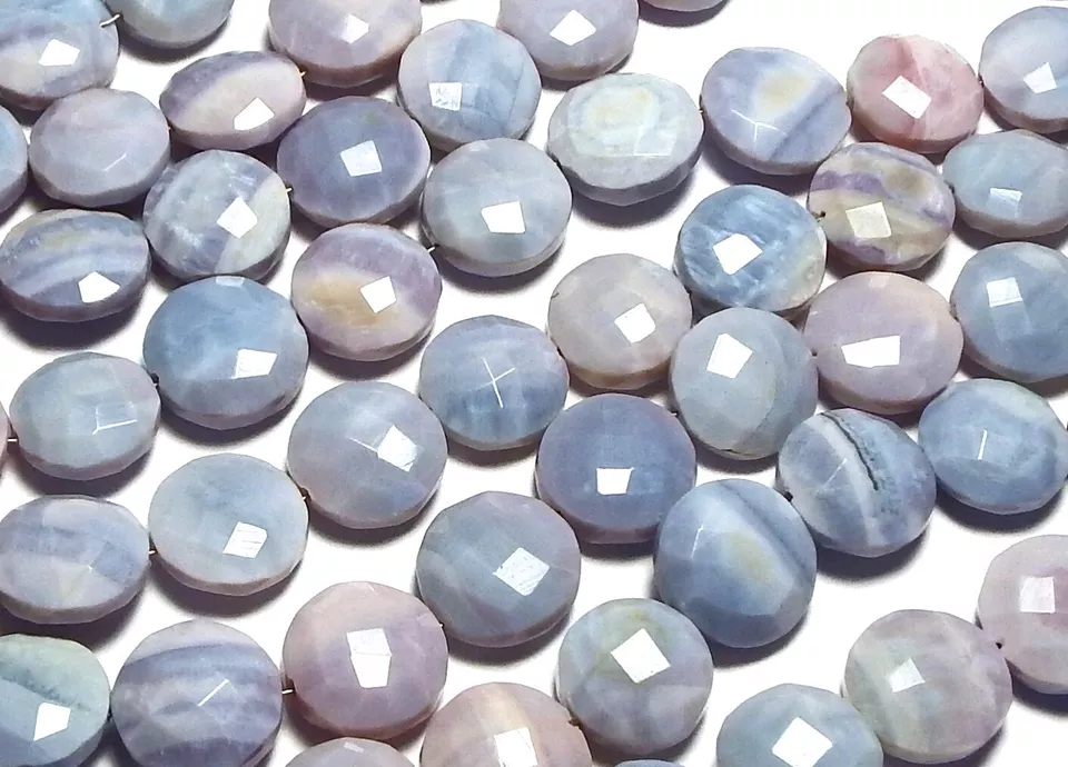 8" Strand LAVENDER PURPLE OPAL 11-12mm Faceted Coin Beads /c9 - Image 1 of 1