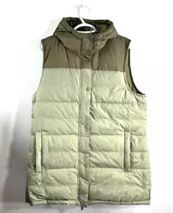 Prana Reversible Down Puffer Hooded Vest Ice Thistle Sage Green Women Sz Large - Picture 1 of 17
