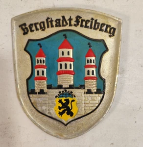 Plakette Relief Wappen Berg Stadt Freiberg Schloss Alu Guss um 1940/50 - Bild 1 von 4