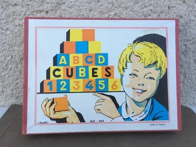 Ancien jeu de cubes / En bois peint / Jeu pour enfants / Collection - Photo 1/4