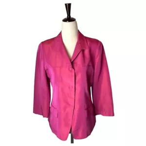 Giorgio Armani Jacket Women Small Pink Silk Blend Collared Snap Close Jacket - Picture 1 of 15