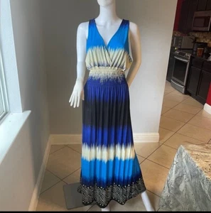 New Women’s Blue Striped Maxi Dress Size XL - Picture 1 of 9