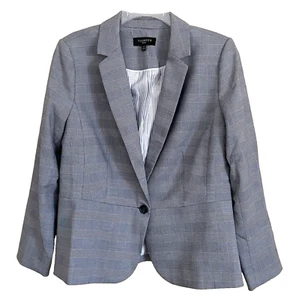 Talbots Glen Plaid Peplum Jacket Blazer 14 Petite Office Career Business Stretch - Picture 1 of 9