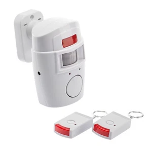 Drahtloser Haus Alarm mit Bewegungs-Erkennung mit 2 Infrarot Fernbedienung 105db - Picture 1 of 6