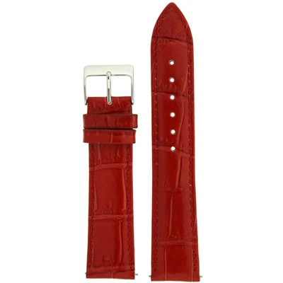 Correa de reloj de cuero grano de cocodrilo rojo brillante incorporada resorte 12 mm -22 mm Foto 1 de 4