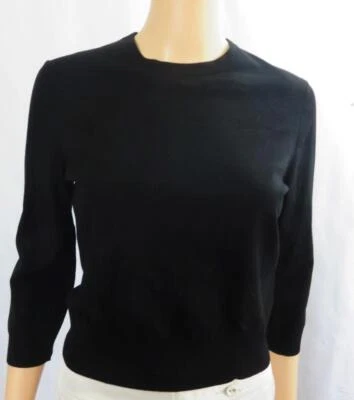 Top manga 3/4 recortado elástico negro Michael Kors Collection cuello redondo.  Talla M Foto 1 de 4
