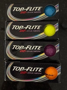 Top Flite Women’s D2+ Diva Neon Golf Balls 12 Pack Swing Speeds 80's Multi-Color - Picture 1 of 12