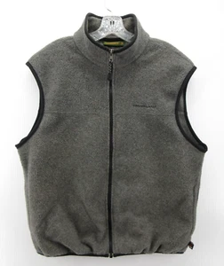 VINTAGE Timberland Vest Men Medium Gray Fleece Windbreaker Jacket Coat Full Zip - Picture 1 of 12