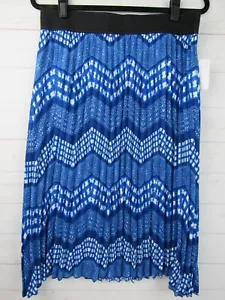 LuLaRoe Damen Jill blau Zick-Zack Faltenrock mit schwarzem Band Größe L Neu mit Etikett - Bild 1 von 5