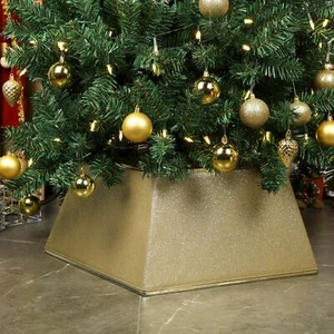 Fabric Christmas Tree Collar Square Christmas Tree Ring Christmas Tree Skirt ... - Picture 1 of 7