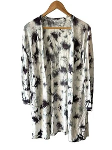 Sweet Romeo Size S Tie Dye Black Purple White Soft Rayon Cardigan Sweater - Picture 1 of 6