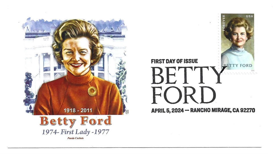 5852 Betty Ford Panda Cachets, with the pictorial cancel, FDC - Image 1 of 1