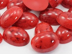 24 PIEZAS Joyería cabujón de cabujón de acrílico ovalado mármol rojo mármol espalda plana de coral 1 pulgada - Imagen 1 de 1