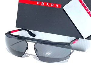 NEW PRADA Half Wrap Black Rubber & Red Frame Dark Grey Lens Sunglass SPS 51W - Picture 1 of 16