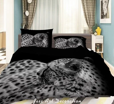 3D Leopard Muster Schwarz Steppdeckenbezüge Bettbezüge Set Bettwäsche - Bild 1 von 4