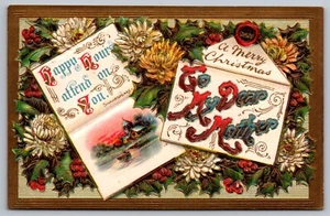 Weihnachten - An meine liebe Mutter - Shakespeare Zitat mit Vintage Kirche um 1910 deutsche Postkarte - Bild 1 von 2