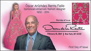 17-039, 2017, Oscar de la Renta, Fashion Design, FDC, Pictorial Cancel, Pink Sil - Picture 1 of 1