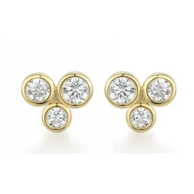 Женские серьги-пузыри из 18-каратного золота и серебра 925 пробы с белым сапфиром - Изображение 1 из 4