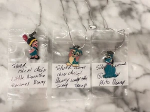 Set 3 Vintage Sterlingsilber/Emaille Walt Disney Productions Charm Halsketten - Bild 1 von 16