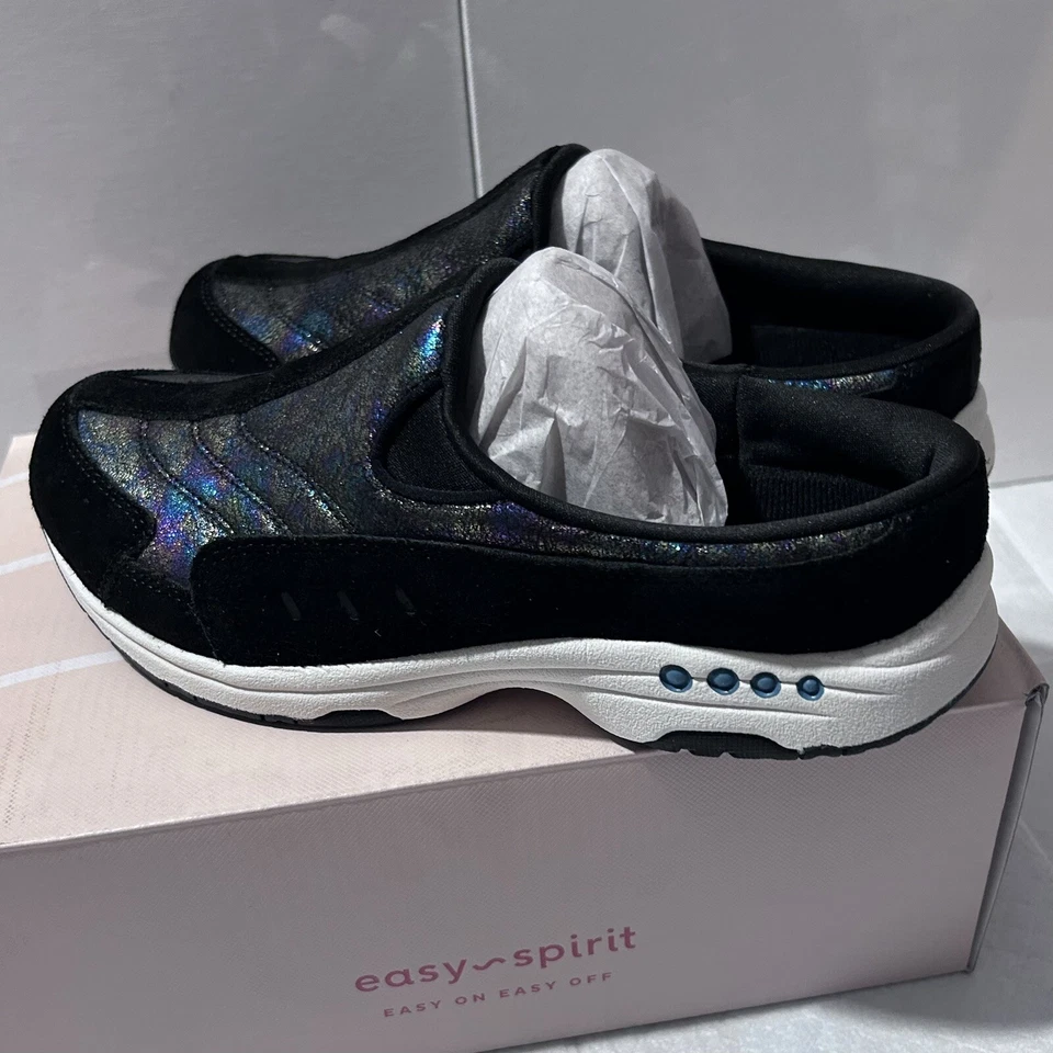 NEW! Womens EASY SPIRIT TRAVELTIME Black Mules Shoe - Image 1 of 4