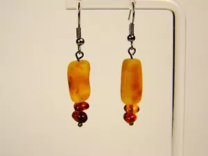 Baltic Amber Dangle Drop Earrings Multicolor Natural Stone Genuine Gemstone 1195 - Picture 1 of 11