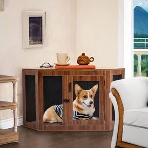 XL Wood Dog Crate Pet Rabbit Cage House Playpen Furniture Kennel End Side Table - Picture 1 of 30