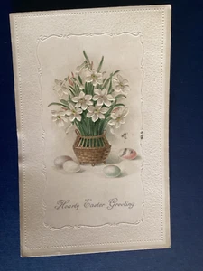 Postcard Easter Greeting MARTIN SCHLESINGER MSiB Eggs Flower Posted 1914 C19 - Picture 1 of 2