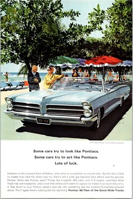 PRINT AD 1965 Pontiac Catalina Convertible 2 Door Bluemist Slate AF VK 6.5 x 10 - Image 1 of 3