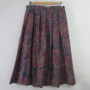 Vintage Townhouse Womens Small Multicolor Paisley Pleated Front Skirt Made Japan - Picture 1 of 8