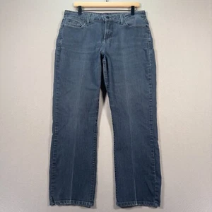 NYDJ Jeans Womens 14 Blue Straight Mid Rise Denim Lift Tuck Stretch Embellished - Picture 1 of 12