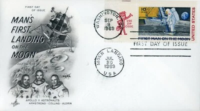 US C76 Moon Landing Apollo 11 FDC 1969 Mr. Zip - Image 1 of 2