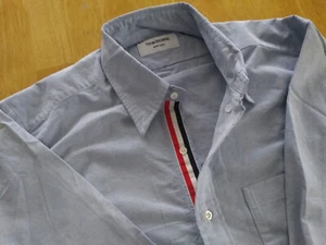 NWOT Thom Browne Blue Oxford Grosgrain Placket Button Down TB4 16-35 MSRP $425 - Picture 1 of 7