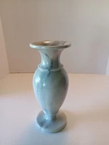 Jarrón de mármol gris pulido torneado tallado de 10" de alto - Imagen 1 de 7