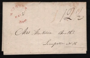 Methuen Mass c. 1832 earliest handstamp cancel on FL - Picture 1 of 4