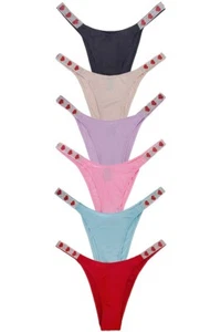 Jennifer 12pcs Assorted Sexy Color Mixed Heart Rhinestone String Band Trim Panty - Picture 1 of 11