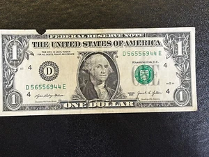 Print Error Under Inked Serial Number (Right Serial Number) $1 Dollar Bill - Picture 1 of 4