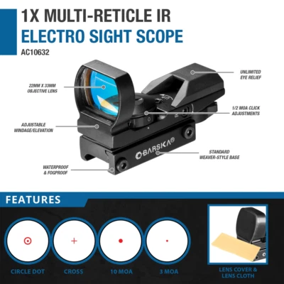 Barska AC10632 1x LED IR Multi Retícula MOA Punto / Punto de mira / Círculo con riel Foto 1 de 4