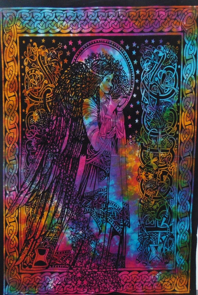 Cotton Printed Blessing Angel Indian Tapestry Home Decor Poster 40x30 Inches - Image 1 of 3