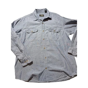 RedHead Mens L Blue Chambray Long Sleeve Button Down Casual Shirt Pockets - Picture 1 of 8