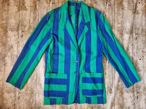 Pantomime Boating Blazer and Bow Tie, Green & Blue Striped, Handmade X 7 Various - Picture 1 of 16