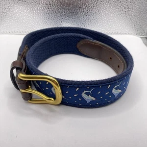 Cintura club in tela pesce spada blu navy Vineyard Vines fibbia ottone preppy taglia 24 - Foto 1 di 6