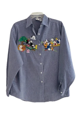 Винтажные женские на пуговицах The Disney Store размер XL синие имбирные Minnie Mickey - Изображение 1 из 4