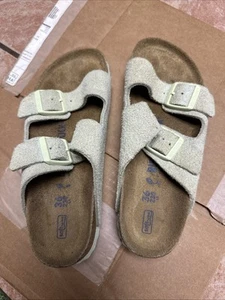 Sandalia Birkenstock Arizona plantilla suave gamuza en gamuza difusa verde lima talla 36 - Imagen 1 de 4